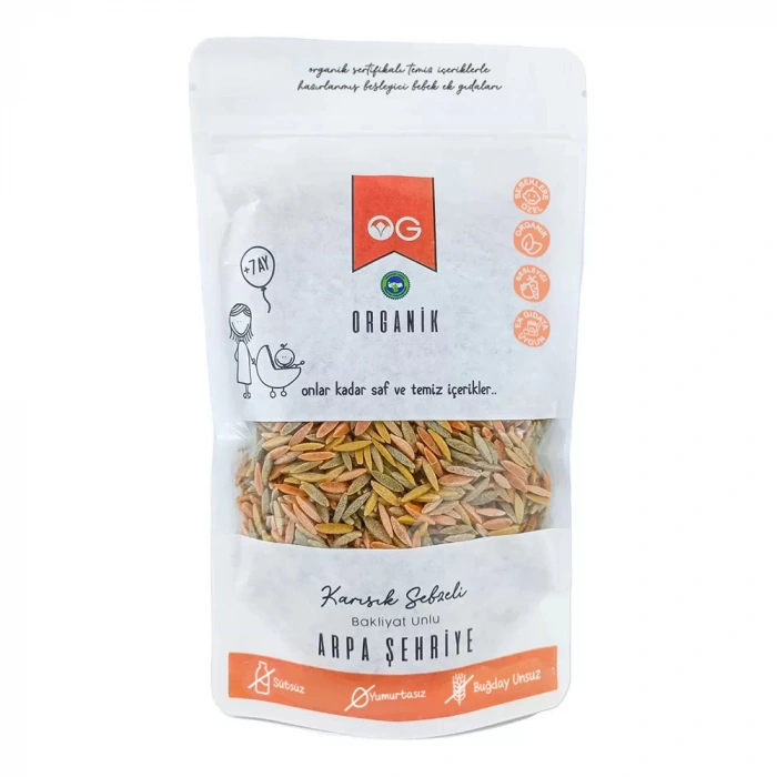 OG Natural Organik Karışık Sebzeli Bakliyat Unlu Arpa Şehriye +8 Ay (250 gr)
