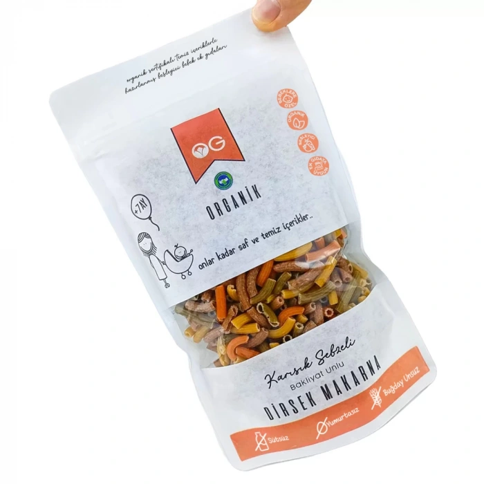 OG Natural Organik Karışık Sebzeli Bakliyat Unlu Dirsek Makarna +8 Ay (200 gr)