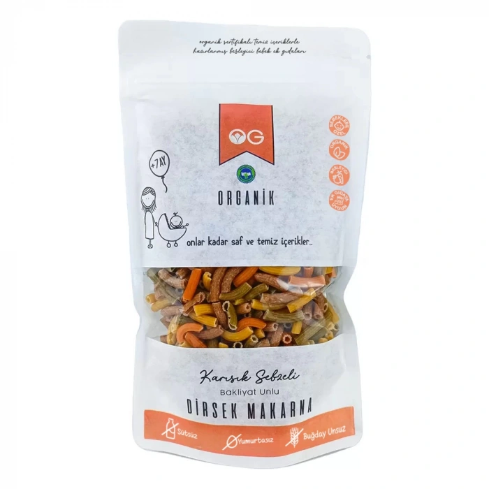 OG Natural Organik Karışık Sebzeli Bakliyat Unlu Dirsek Makarna +8 Ay (200 gr)