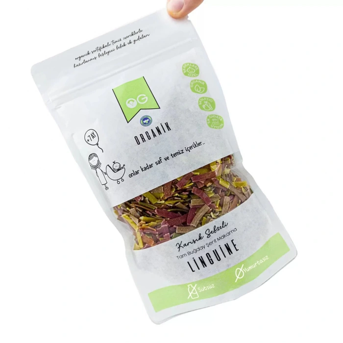 OG Natural Organik Karışık Sebzeli Tam Buğday Şerit Makarna Linguine +8 Ay (200 gr)