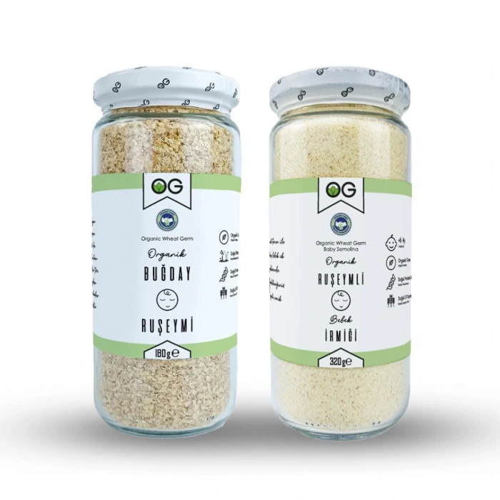 OG Natural Organik Ruşeymli Bebek İrmiği (320 gr) ve Organik Buğday Ruşeymi (180 gr) 2li Set