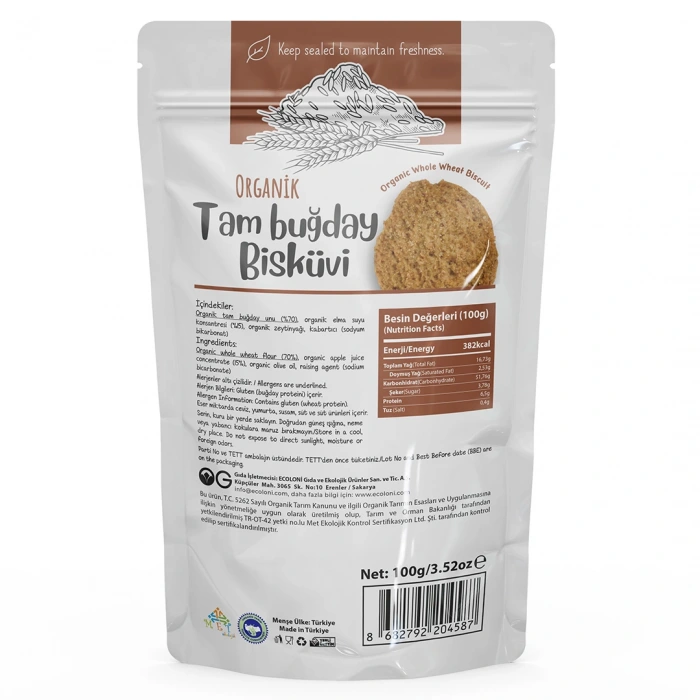 OG Natural Organik Tam Buğday Bisküvi (100 gr)