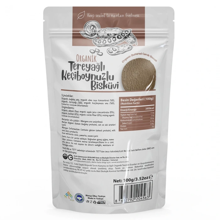 OG Natural Organik Tereyağlı Keçiboynuzlu Bisküvi (100 gr)