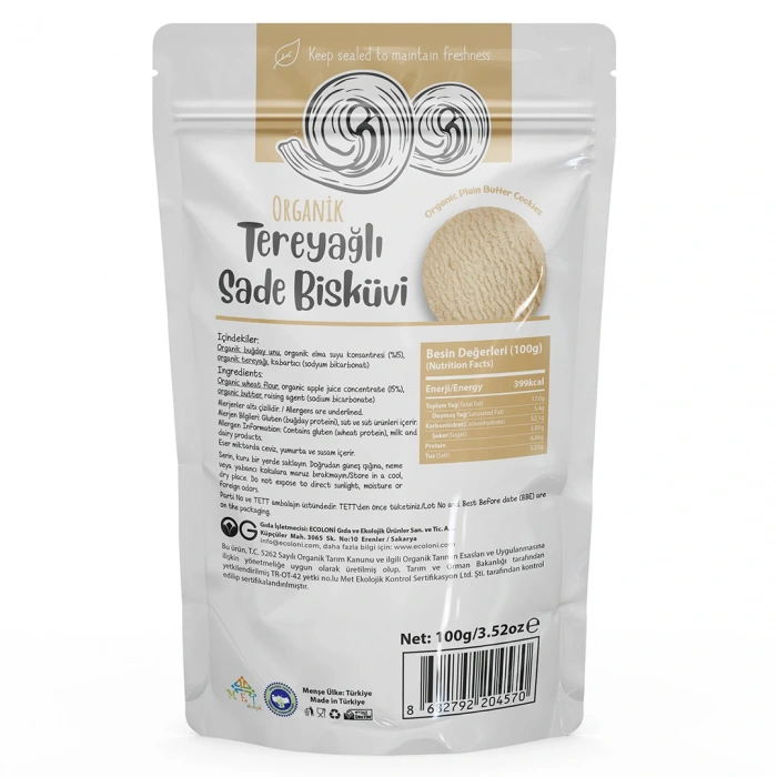 OG Natural Organik Tereyağlı Sade Bisküvi (100 gr)