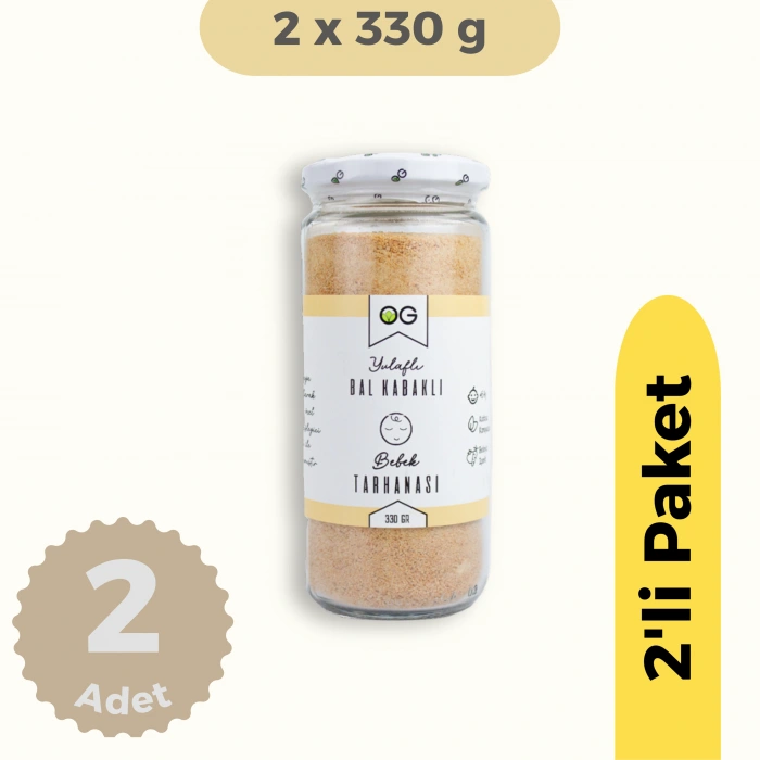 OG Natural Yulaflı Bal Kabaklı Bebek Tarhanası +6 Ay (330 gr) 2li Set