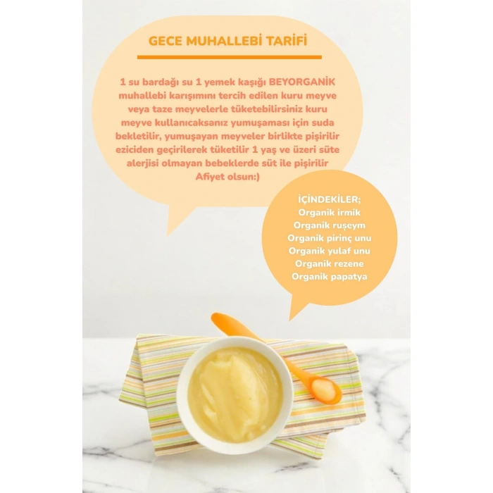 Beyorganik Organik Gece Muhallebisi 200 gr ( PAPATYA İLAVELİ) +6 ay