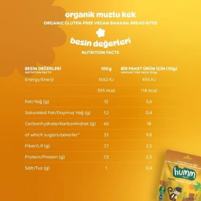 Humm Organik Glutensiz Vegan Muzlu Kek