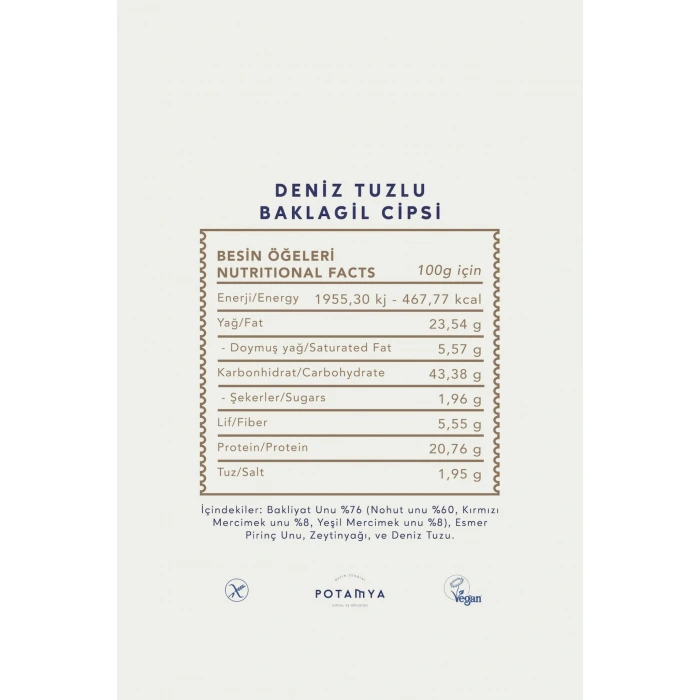 Potamya Deniz Tuzlu Baklagil Cipsi