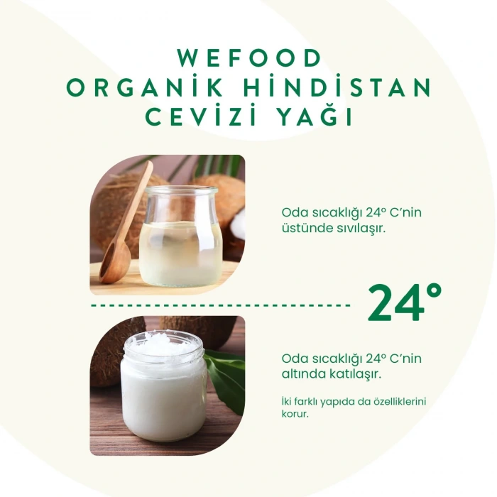 Wefood Organik Hindistan Cevizi Yağı (Soğuk Sıkım) 150 ml 2li Set