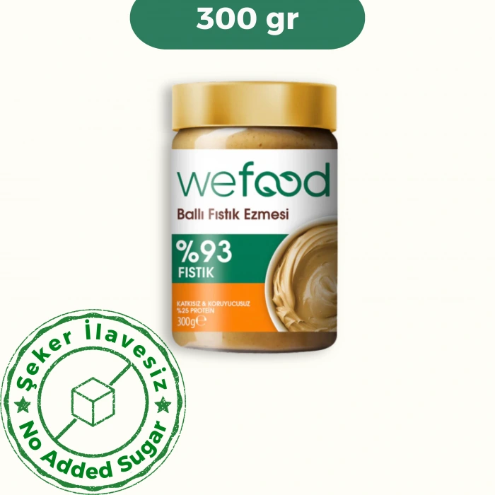 Wefood Ballı Fıstık Ezmesi Fıstık Parçacıklı Şekersiz (300 gr)