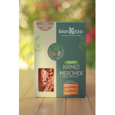 Biorootzo Artizan Makarna Bronz Kalıp Glütensiz ve Vegan Kırmızı Mercimek Casarecce 200 g