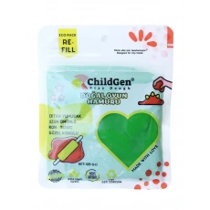 ChildGen Doğal Oyun Hamuru Yeşil Vakumlu Kartuş Paket (125 gr) Ecopack-Refill