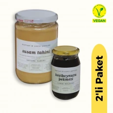 Organik Tahin ve Keçiboynuzu Pekmezi 2li Set Kaptanın Ceviz Çiftliği