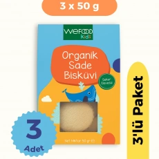 Wefood Kids Organik Sade Bisküvi Tereyağlı (50 gr) 3lü Set