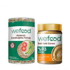 Wefood Ballı Fıstık Ezmesi Şekersiz (300 gr) ve Karabuğday Patlağı Glutensiz (100 gr) 2li Set