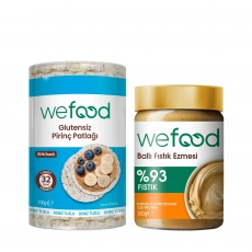 Wefood Ballı Fıstık Ezmesi Şekersiz (300 gr) ve Pirinç Patlağı Glutensiz (100 gr) 2li Set
