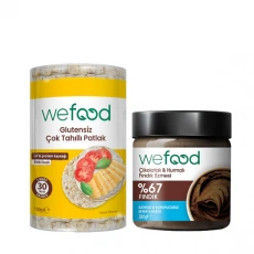 Wefood Çikolatalı Hurmalı Fındık Ezmesi (200 gr) ve Çok Tahıllı Patlak Glutensiz (100 gr) - 2li Seti
