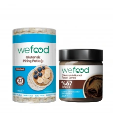 Wefood Çikolatalı Hurmalı Fındık Ezmesi (200 gr) ve Pirinç Patlağı Glutensiz (100 gr) 2li Seti