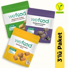 Wefood Tuzlu Atıştırmalık Kraker 3lü Set (Fesleğenli, Tahinli, Zeytinli)