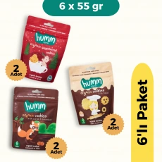 Humm Organik Kurabiye 6lı Set (Keçiboynuzlu ve Fındıklı & Zencefilli ve Tarçınlı & Tahinli ve Pekmezli)