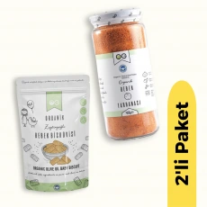 OG Natural Organik Bebek Tarhanası ve Organik Zeytinyağlı Bebek Bisküvi 2li Set +6 Ay