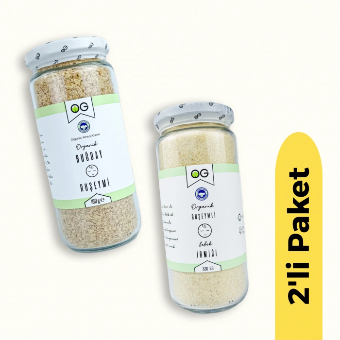 OG Natural Organik Ruşeymli Bebek İrmiği (320 gr) ve Organik Buğday Ruşeymi (180 gr) 2li Set