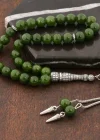 ​Doğaltaş Metal Püsküllü Yeşil Yeşim Taşı Tesbih