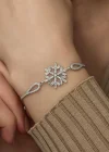 ​Gümüş Baget Taşlı Kar Tanesi Bileklik