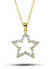 ​Gümüş Gold Baget Taşlı Yıldız Kadın Kolye
