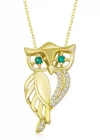 ​Gümüş Gold Yeşil Gözlü Baykuş Kadın Kolye