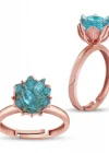 ​Gümüş Rose Mavi Lotus Çiçeği Yüzük