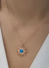 ​Gümüş Rose Mavi Opal Taşlı Güneş Kadın Kolye
