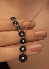 ​Gümüş Rose Sıralı Çiçekler Kolye