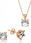 ​Gümüş Rose Tek Taş İkili Set