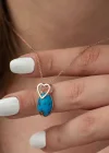 ​Gümüş Rose Turkuaz Taşlı Kalp Kolye