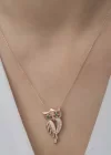 ​Gümüş Rose Yeşil Gözlü Baykuş Kadın Kolye
