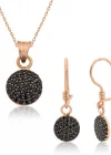 ​Gümüş Siyah Yuvarlak Bayan Set