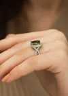 ​Gümüş Yeşil Baget Bayan Yüzük