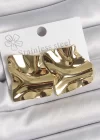 316 Çelik Gold Renk Dalgalı Plaka Kare Model Kadın Küpe
