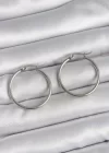 316 Çelik Gümüş Renk 27 mm Halka Model Kadın Küpe