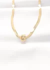 316L Çelik G Harfli Gold Renk İtalyan Zincirli Kolye