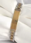 316L Çelik Gold Gümüş Renk Zincir Künye Model Erkek Bileklik