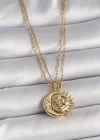 316L Çelik Gold Renk Ay Güneş Model Arkadaşlık Kadın Kolye