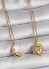 316L Çelik Gold Renk Ay Güneş Model Arkadaşlık Kadın Kolye