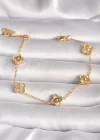 316L Çelik Gold Renk Baby Boy Yonca Model İşleme Detay Kadın Bileklik
