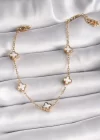316L Çelik Gold Renk Beyaz Baby Boy Yonca Model Kadın Bileklik