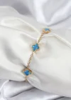 316L Çelik Gold Renk Buz Mavisi Baby Boy Yonca Kadın Bileklik