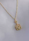 316L Çelik Gold Renk Çiçek Figür Zirkon Taş Detay Kadın Kolye