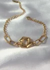 316L Çelik Gold Renk Geometrik Model Zincir Bileklik