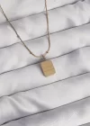 316L Çelik Gold Renk Kare Charm Model Kolye